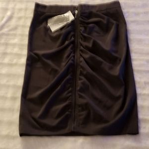 NEW dark gray  zip front ruched skirt